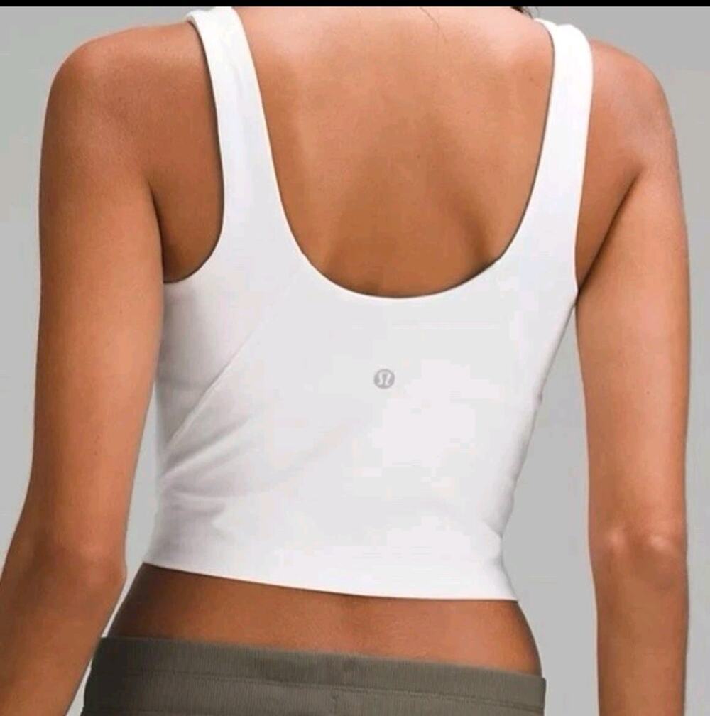 Lululemon Athletica Align White Cropped Tank Top Size 6 With Removable Padding